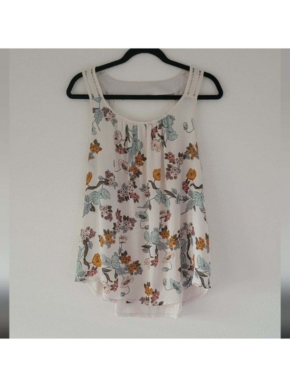 Floral Tank Top with Yellow and Green Accents